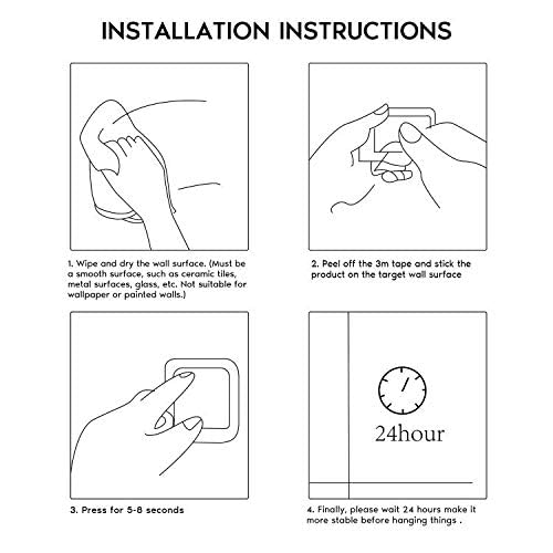 Taozun 4-Pack Black Stainless Steel Adhesive Hooks - Upgraded Strong Self-Adhesive Towel Hangers for Bathroom, Kitchen, and Bedroom