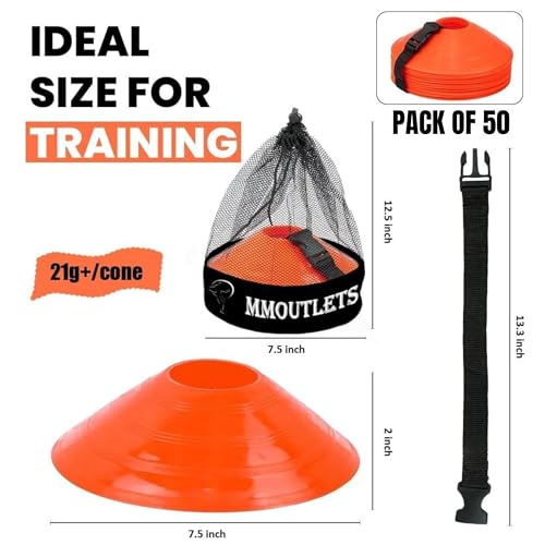 Agility Soccer Cones Set - 25 Multi Color Cones with Carry Bag