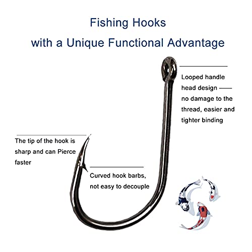 300PCS High-Carbon Steel Fishing Hooks Set - 10 Sizes with Eyelet