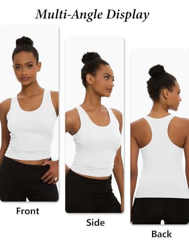 Women's Workout Racerback Tank Top - No Built-in Bra, White, Medium