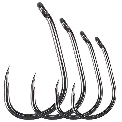 50Pcs Barbed Fishing Hooks - Teflon Coated Wide Gape Hook Size 6