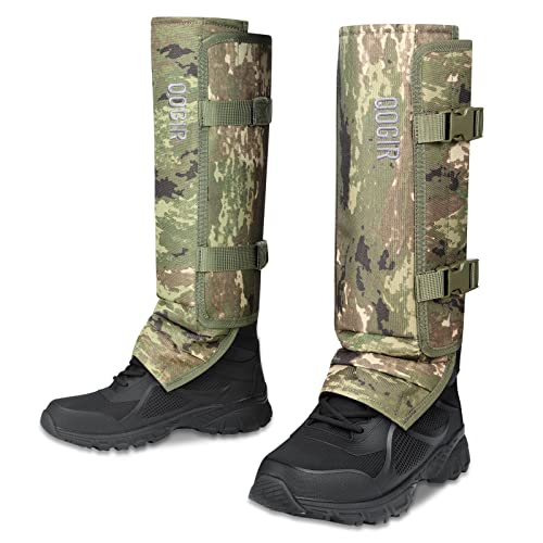 QOGIR Camo Snake Gaiters for Hunting & Outdoor Protection, Adjustable Leg Guards