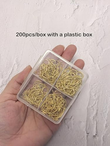 300pcs Small Barbed Fishing Hooks Set - Black High Carbon, Sizes 6# to 16# - Gold Variation