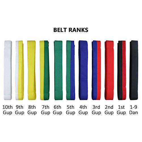 Taekwondo Cotton Martial Arts Ranking Belt for Kids - Black, 220cm