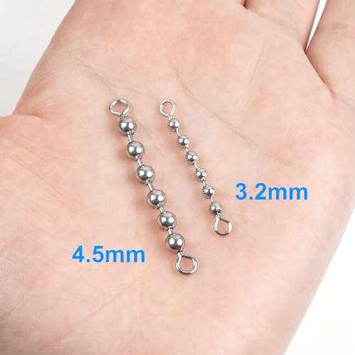 OREOTL 3/16'' (4.5mm) Stainless Steel Fishing Bead Chain Swivels 20/40pcs Trolling & Saltwater Tackle