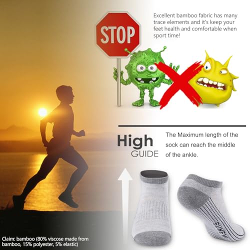 3 Pairs Sunew Viscose Bamboo Ankle Socks, Unisex Cushioned Grey Medium