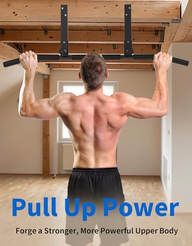 Joist Mounted Pull Up Bar - Ceiling Mount Chin Up Bar - Black