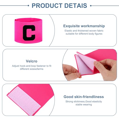 Captain Arm Bands - 4PCS Adjustable Pink Nylon for Soccer & Basketball