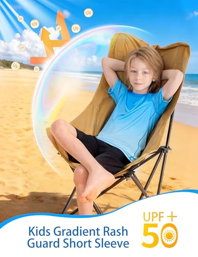 Boys Rash Guard Swim Shirt - UPF 50+ Quick Dry - Medium Blue-Green