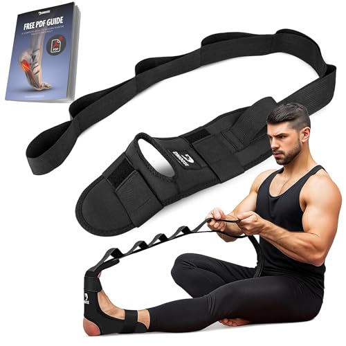 Adjustable Foot & Calf Stretcher with Padded Strap - Black