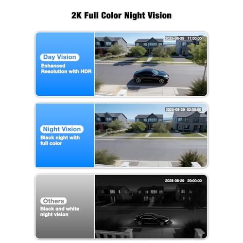 2K Window Camera for Home Security with Full Color Night Vision, 2.4GHz WiFi Indoor Security Cameras, Human & Motion Detection, 24/7 Monitoring, 2 Way Talk, Easy Install