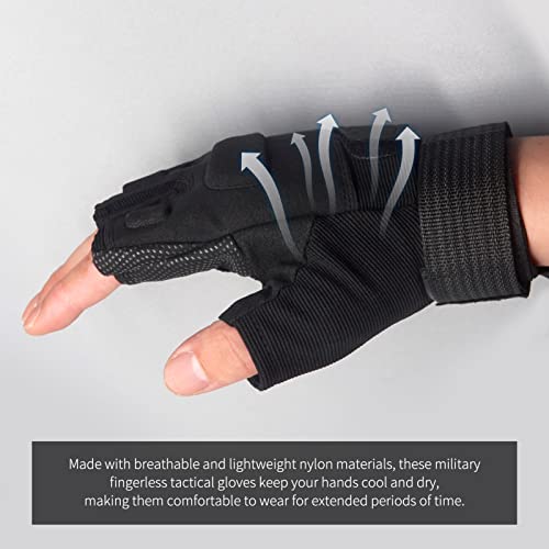 CHIMUYU Medium Black Fingerless Tactical Gloves for Men & Women – Airsoft, Shooting, Cycling, Motorcycle, Outdoor Sports