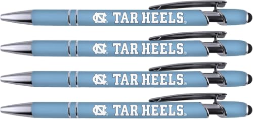 UNC Tar Heels Soft Touch Metal Pen 4 Pack - Light Blue