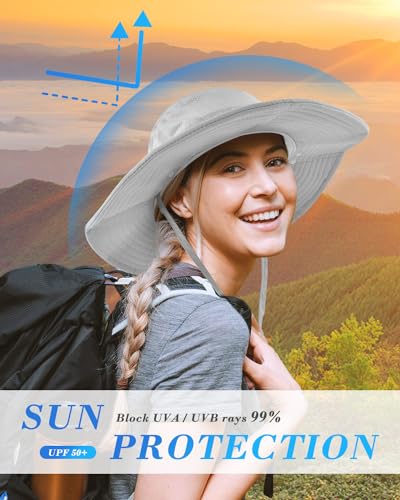 UPF 50+ Sun Hat with Face & Neck Flap - Light Grey One Size
