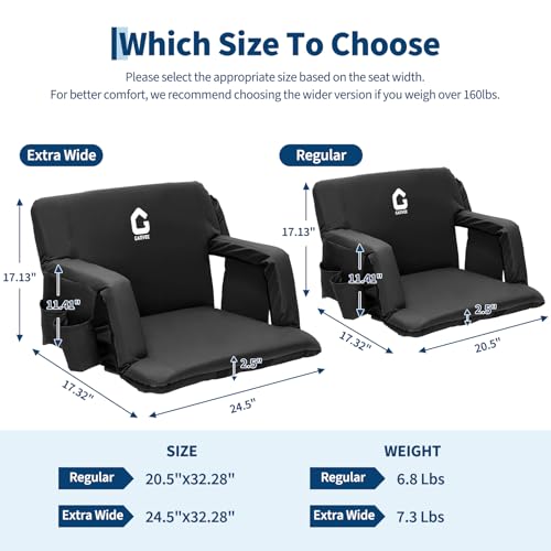 Stadium Seats with Back Support & Padded Cushion - 20.5" Black