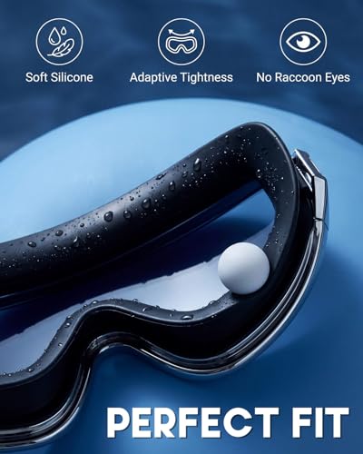 Swim Goggles 2 Pack - Rimless Wide View Anti-Fog UV - Electroplated Silver