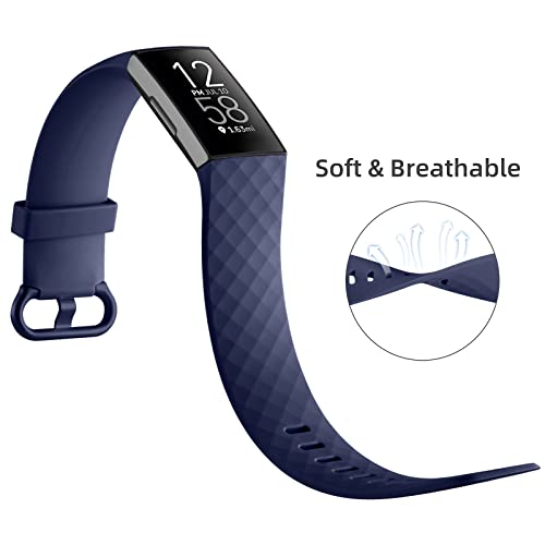 Fitbit Charge 4 Bands - 3 Pack Large (7.1"-8.7") - Black/Navy Blue/Blue Gray