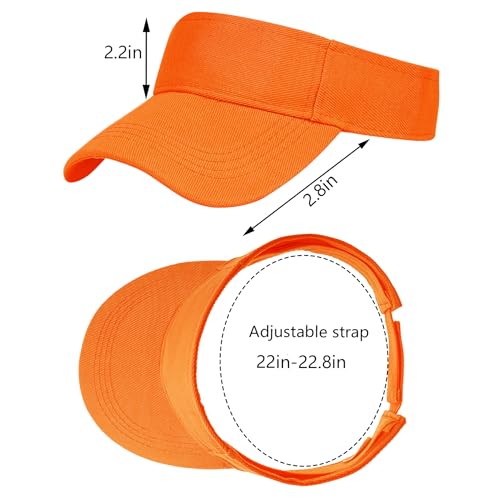 Adjustable Sport Visor Hats - 2 Pack, One Size, Orange