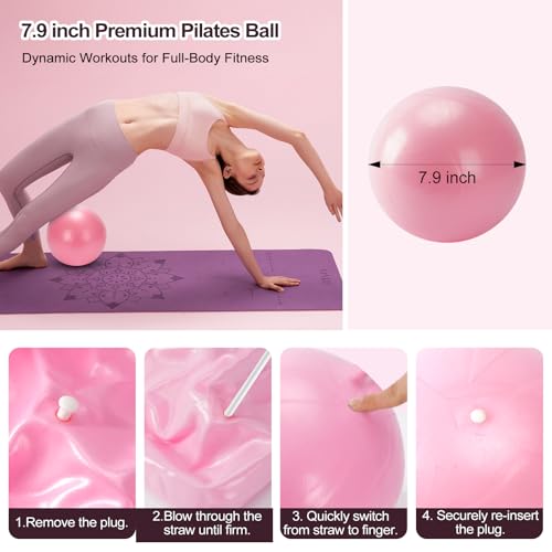 Pilates Kit with Yoga Block & Resistance Bands - Pink