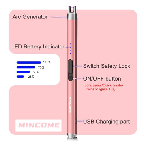 Electric Rechargeable USB Plasma Arc Candle Lighter - Rose Gold