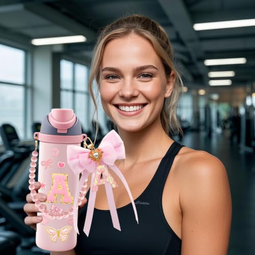 Personalized Pink Letter Accessories Set for Owala Bottle - Letter A