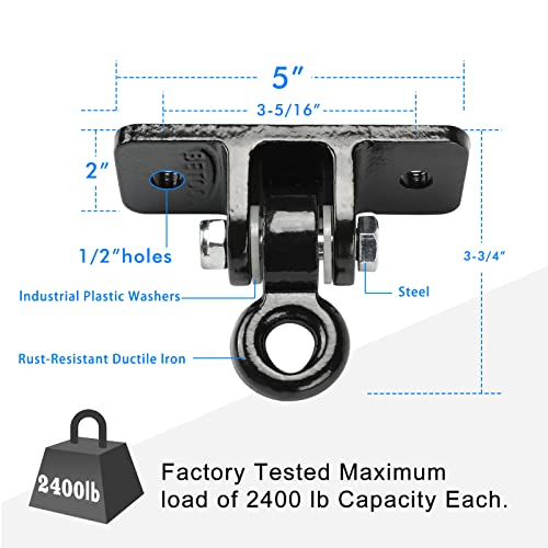 Heavy Duty Swing Hangers - 2400 lb Capacity, 2pcs Black