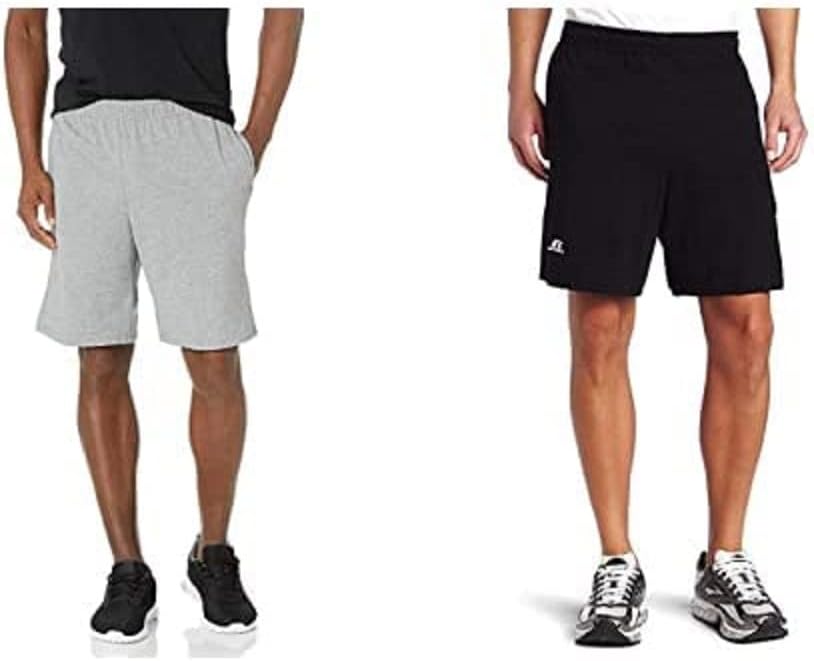 Russell Athletic Men's Cotton Shorts - Relaxed Fit with Pockets & Adjustable Waist | Sizes S-4X
