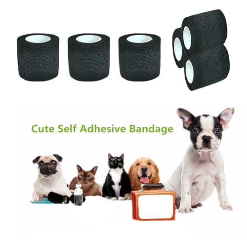 6 Pack 2 Inch Self Adhesive Cohesive Bandage Wrap - Black