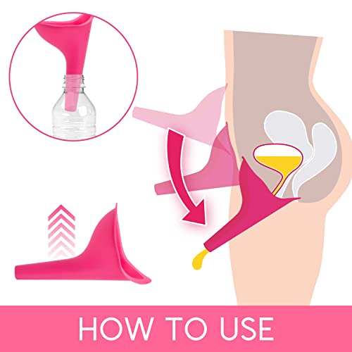 Portable Female Urinal Device Set - 4PCS Pink Funnels