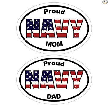 American Flag Proud Dad Oval Decal - 2 Pack Navy Vinyl Sticker