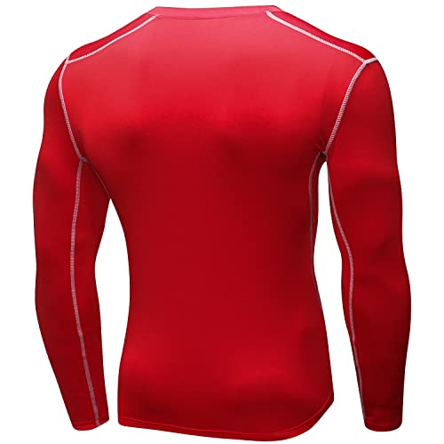 Men's Long Sleeve Compression Workout Shirt - Medium Red