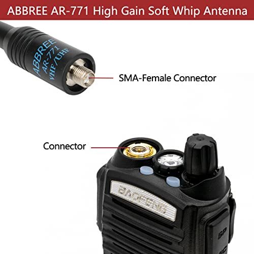 Dual Band VHF/UHF Ham Radio Antenna - 15.15 Inch SMA-Female Soft Whip - 2 Pack