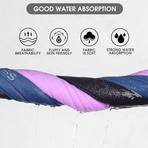Microfiber Gym Towels Set - 3 Pack (Blue, Grey, Purple) - 14"x29"