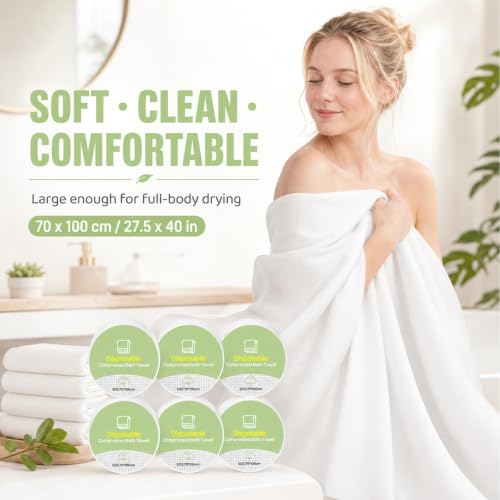 Compressed Bath Towel Tablets - 6 Pack Travel Towels