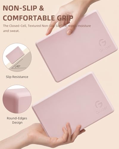 Yoga Blocks 2 Pack - Light Pink High-Density EVA Foam Props