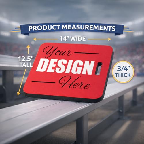 Custom Stadium Seat Cushions – 2-Pack, 14" x 12.5", Rubber Pads