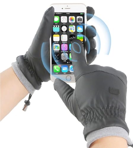Water-Repellent Touchscreen Ski Gloves for Winter Sports - Grey Medium