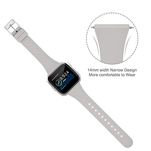 Slim Silicone Replacement Bands for Fitbit Versa 2 - Small, Black/Gray/Pink Sand - Pack of 3
