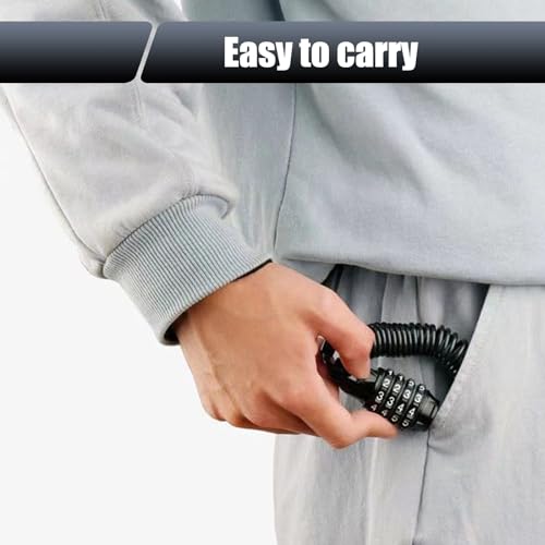 Motorcycle Helmet Lock with 59In Retractable Security Chain - Black
