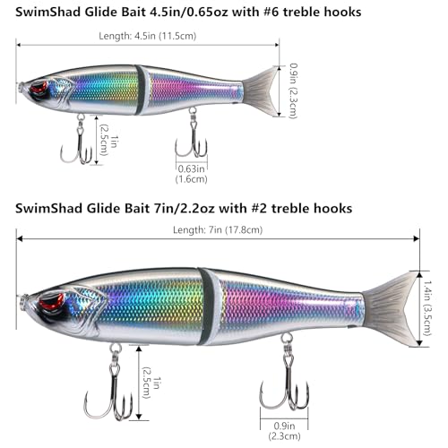 Bassdash Glide Swimbait Jointed 7in 2.2oz - Black/Silver