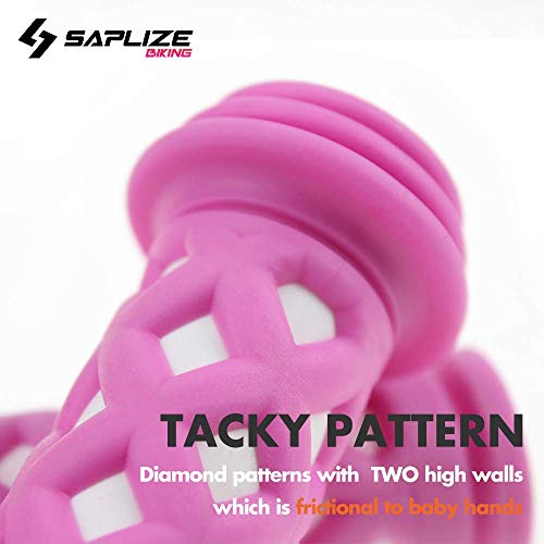 Kids Bike Handlebar Grips - Soft TPR with Pink Streamers, 4.13"