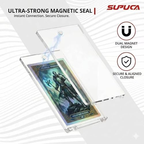 100 Pack Magnetic Card Holders - 35PT UV-Resistant Protectors