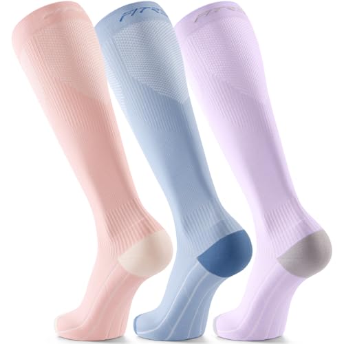 FITRELL 3 Pairs Compression Socks for Women & Men 20-30mmHg - Cozy Small-Medium