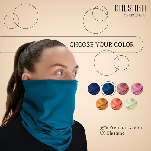 Organic Cotton Neck Gaiter Face Mask for Dust & Sun Protection - 2 Pack