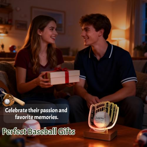Light Up Baseball Glove Display Stand | Acrylic LED Night Lamp