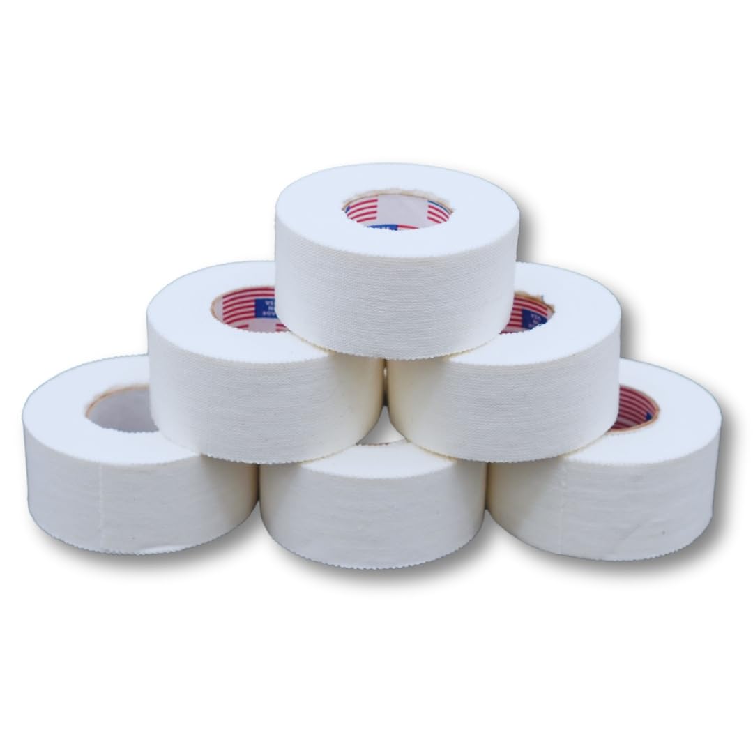 SHIELD Combat Tape | Boxing Tape for Hands, USA Made, Athletic Tape 1 inch, Easy-Tear, 1" Inch x 10 Yards, 6 Pack, Boxing MMA, Muay Thai, White