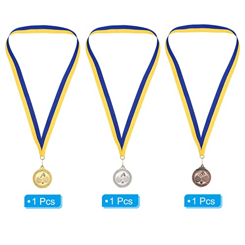 PATIKIL 2” Ping Pong Medals 3 Pack - Table Tennis Award Gold Silver Bronze with Ribbon