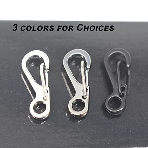 Mini Carabiner Clips - Metal Spring Hook, 12pcs Gun Gray, 1in