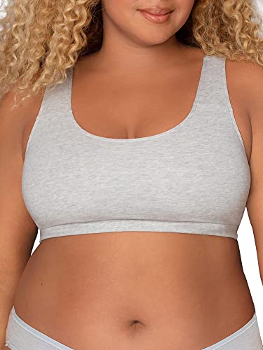 Fruit of the Loom Women's Wireless Cotton Sports Bras 3-Pack - Black/Heather Grey/Charcoal, Size 38