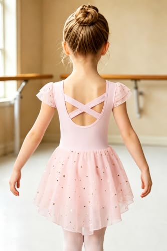 Toddler Girl Ballet Leotard Sparkly Dance Dress 4-5T Pink Outfit